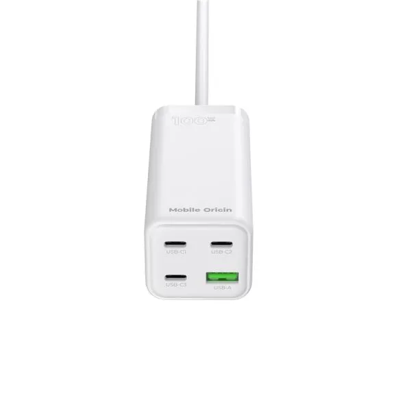 Mobile Origin GaN 100W Compact MultiHub Charger PW18 with 3x USB-C + USB-A