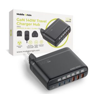 Mobile Origin GaN 140W Travel Charger Hub PW12 EU/UK/US 3x USB-C + 3x USB-A