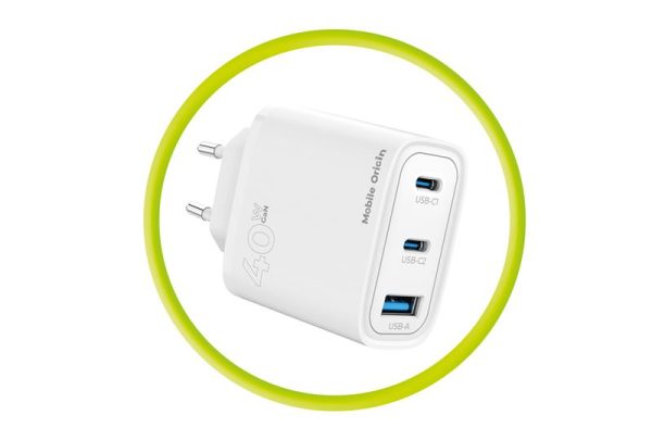 Mobile Origin GaN 40W Wall Charger MO13 white 1 USB-A + 2 USB-C