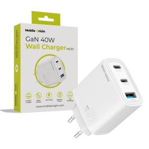 Mobile Origin GaN 40W Wall Charger MO13 white 1 USB-A + 2 USB-C