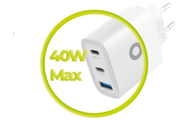 Mobile Origin GaN 40W Wall Charger MO13 white 1 USB-A + 2 USB-C