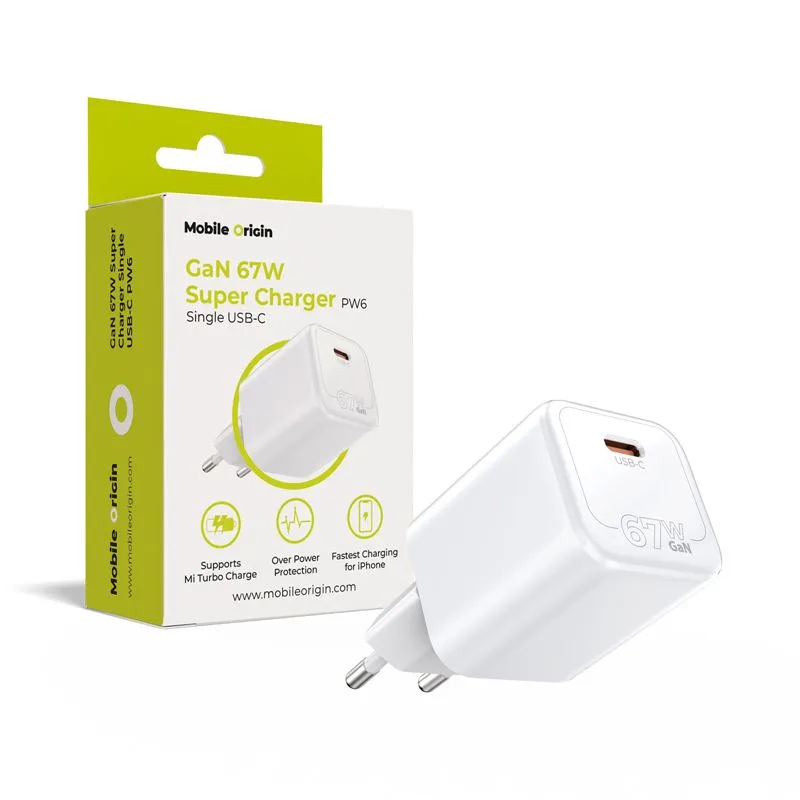 Φορτιστής Τοίχου Mobile Origin PW6 GaN 67W USB-C White