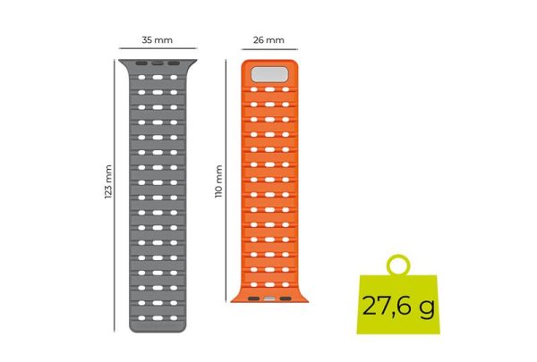 Mobile Origin Magnetic Strap grey/orange - Apple Watch 49mm/46mm/45mm/44mm