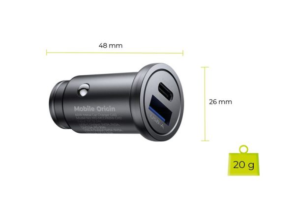 Mobile Origin Metal Car Charger 30W CA12 - USB-C USB-A