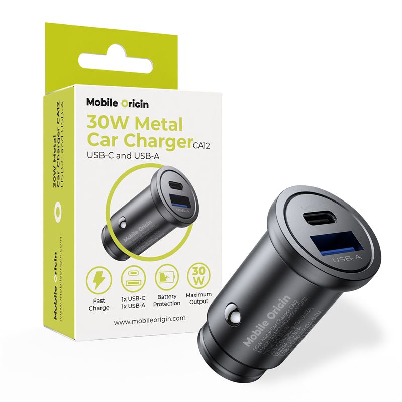 Mobile Origin Metal Car Charger 30W CA12 - USB-C USB-A