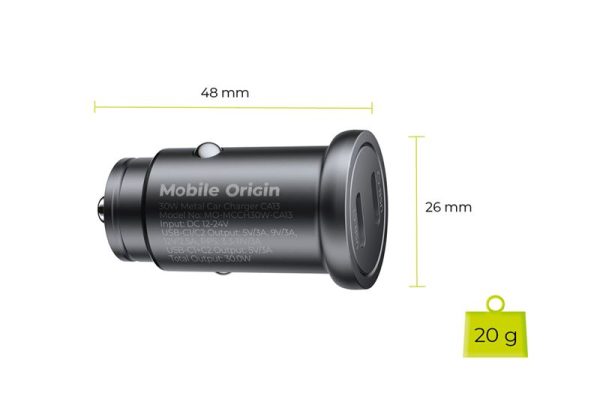 Mobile Origin Metal Car Charger 30W CA13 - 2x USB-C