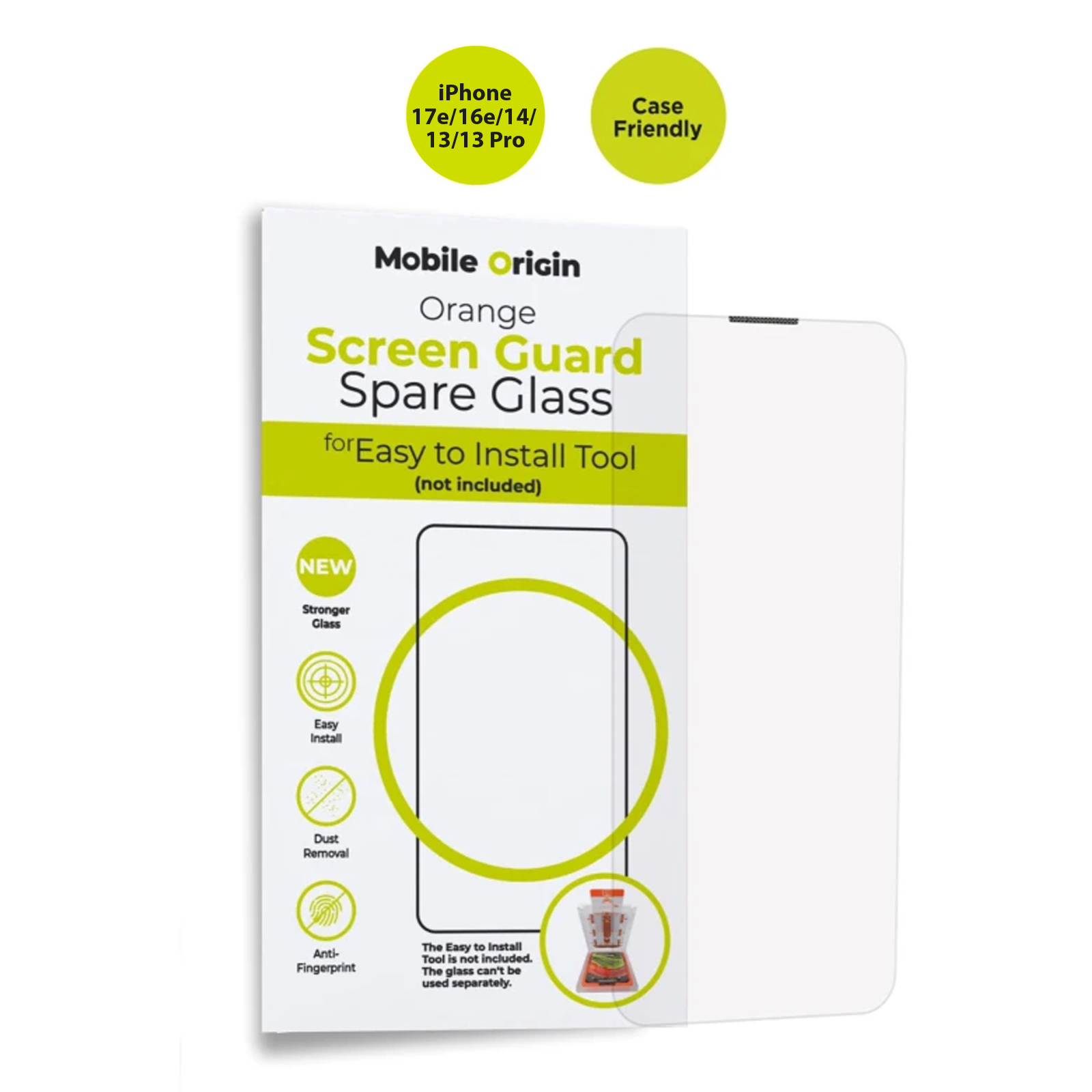 Mobile Origin Orange Screen Guard Spare Glass iPhone 17e/16e/14/13 Pro/13