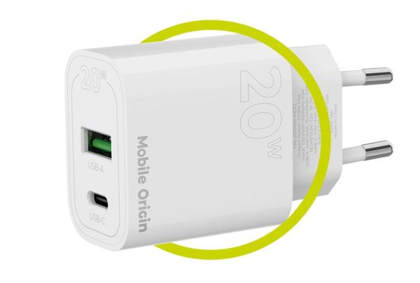 Mobile Origin PD20W Wall Charger MO12 white 1 USB-A + 1 USB-C