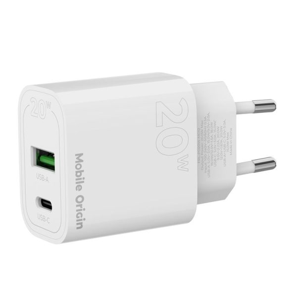 Mobile Origin PD20W Wall Charger MO12 white 1 USB-A + 1 USB-C