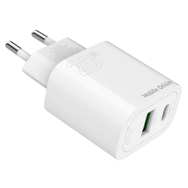Mobile Origin PD20W Wall Charger MO12 white 1 USB-A + 1 USB-C