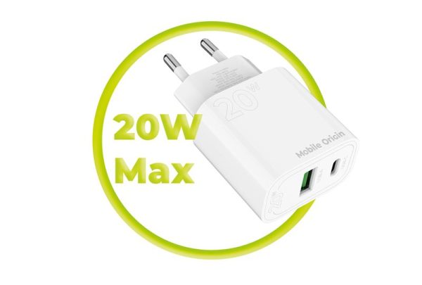 Mobile Origin PD20W Wall Charger MO12 white 1 USB-A + 1 USB-C
