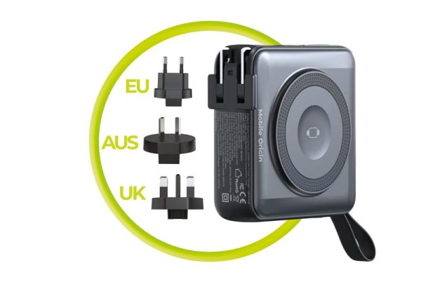 Mobile Origin PowerBank & Travel Charger Lightning/USB-C Cable MagSafe AW/iPhone Compatible black