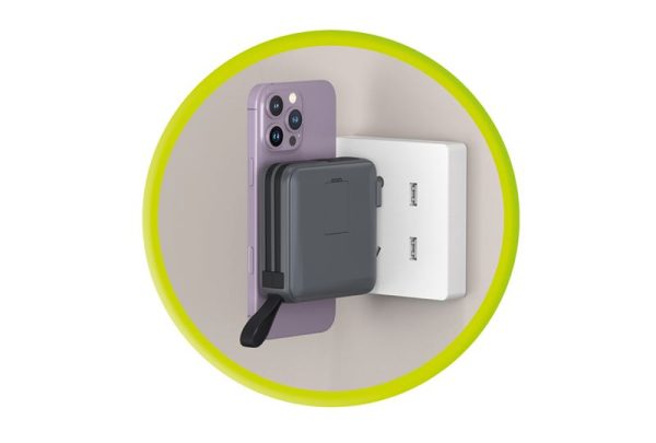 Mobile Origin PowerBank & Travel Charger Lightning/USB-C Cable MagSafe/AW/iPhone Compatible grey