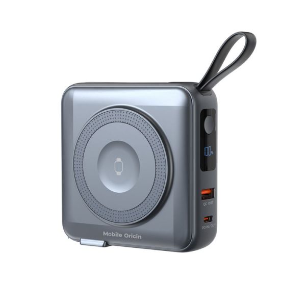 Mobile Origin PowerBank & Travel Charger Lightning/USB-C Cable MagSafe/AW/iPhone Compatible grey