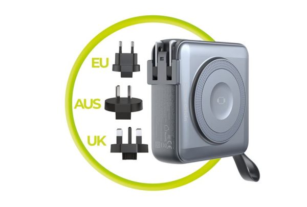 Mobile Origin PowerBank & Travel Charger Lightning/USB-C Cable MagSafe/AW/iPhone Compatible grey