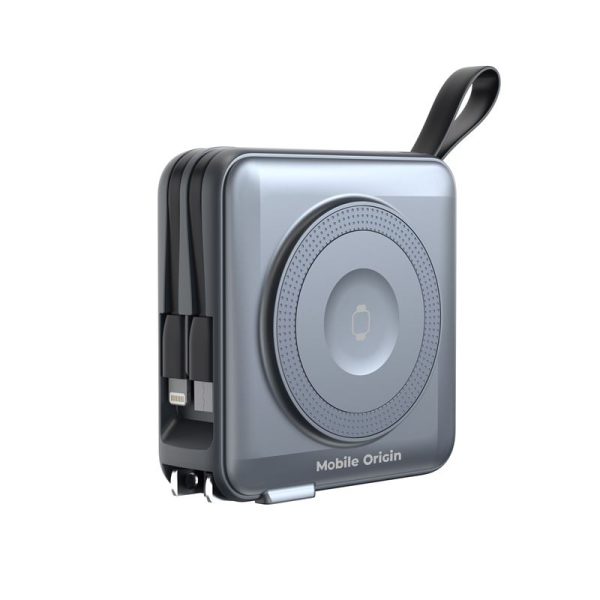 Mobile Origin PowerBank & Travel Charger Lightning/USB-C Cable MagSafe/AW/iPhone Compatible grey