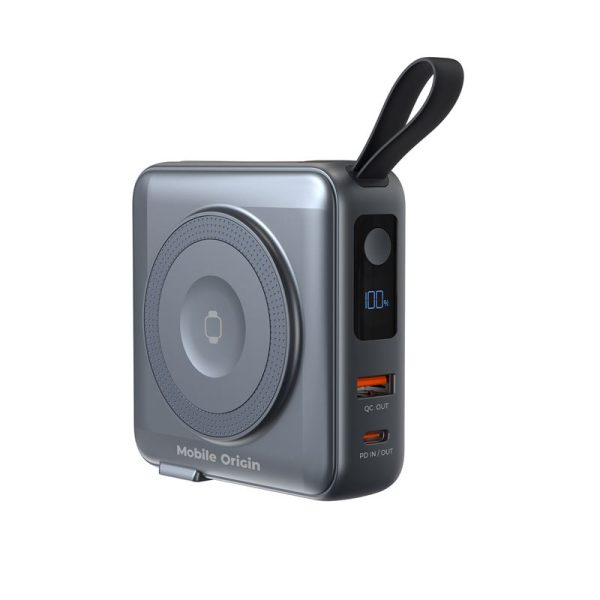 Mobile Origin PowerBank & Travel Charger Lightning/USB-C Cable MagSafe/AW/iPhone Compatible grey