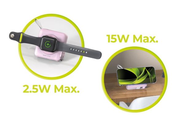 Mobile Origin PowerBank & Travel Charger Lightning/USB-C Cable MagSafe/AW/iPhone Compatible pink