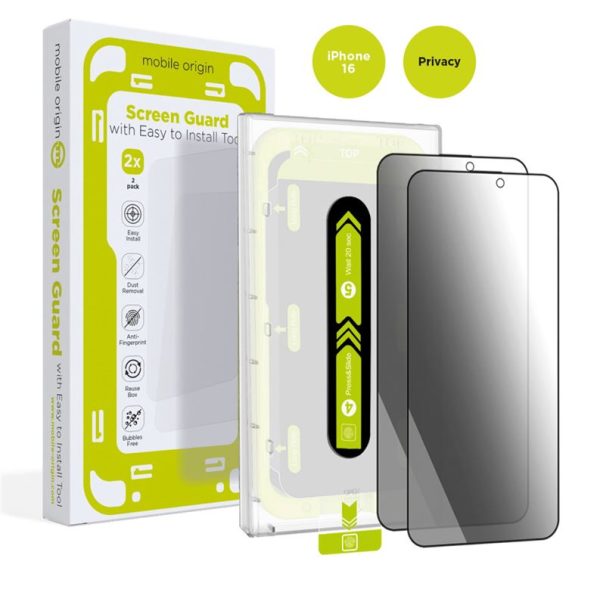 Mobile Origin Screen Guard Privacy with easy applicator 2 pack - iPhone 16