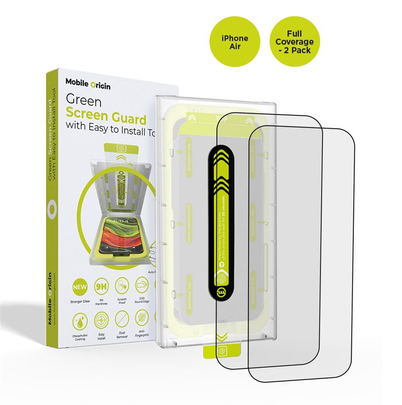 Mobile Origin Screen Guard with easy applicator full coverage 2 pack - iPhone Air