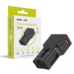 Mobile Origin Travel adapter 25W EU/US/UK/AU black