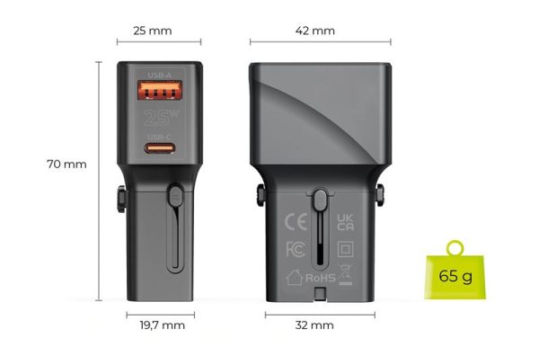 Mobile Origin Travel adapter 25W EU/US/UK/AU white