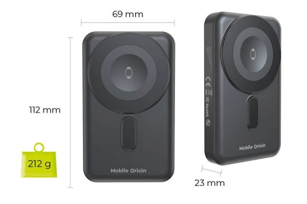 Mobile Origin Wireless Magnetic PowerBank 10000mAh USB-C and Lightning Cable PB11