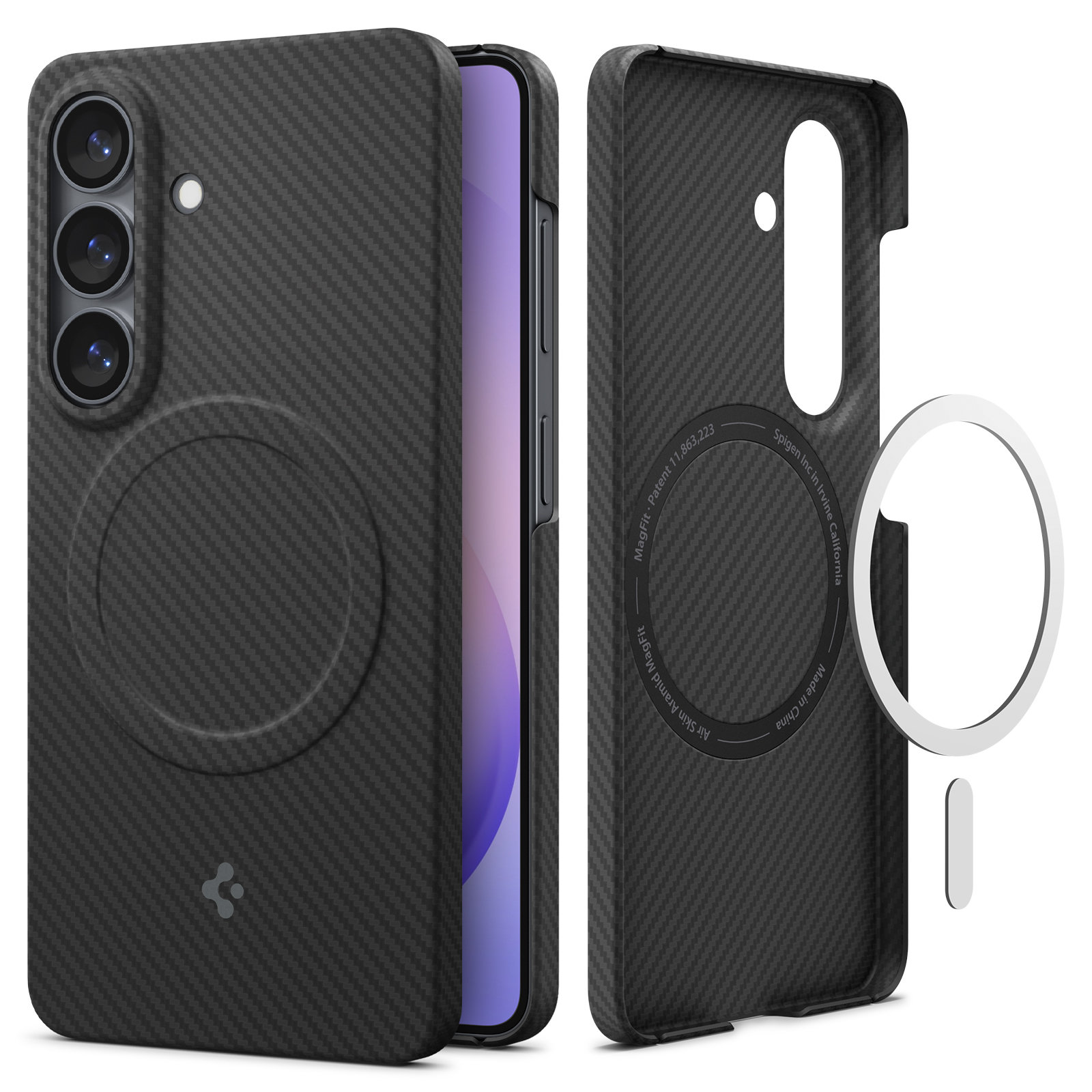 Μαύρη υπέρλεπτη θήκη Spigen AirSkin Aramid Mag από ίνες αραμιδίου για το Samsung Galaxy S26