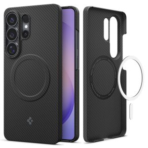 Μαύρη ultrathin θήκη Spigen AirSkin Aramid Mag από ίνες αραμιδίου με μαγνητικό δακτύλιο MagSafe για Samsung Galaxy S26 Ultra