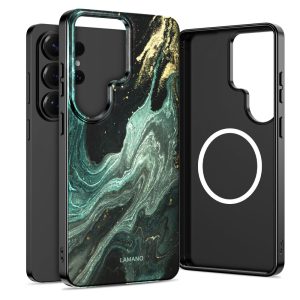 Θήκη Tech-Protect Lamano MagSafe Verde Aura με σχέδιο μάρμαρο για Samsung Galaxy S26 Ultra