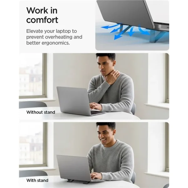 Αναδιπλούμενη Βάση Laptop Spigen Slimfold LD201-S2 – Black (AMP10402) - Image 10