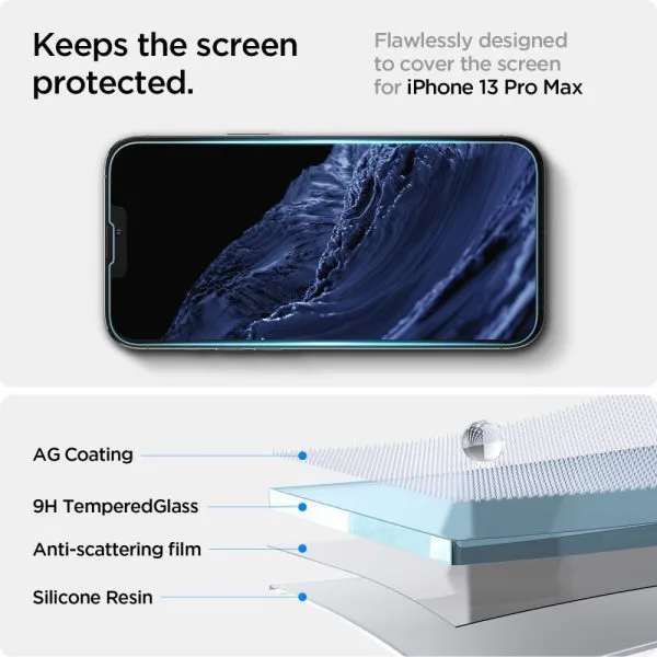 Szkło Hartowane Spigen Glas.tr ”Ez Fit” iPhone 13 / 13 Pro / 14 / 16E / 17E Clear