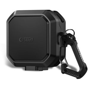 Μαύρη ανθεκτική θήκη Tech-Protect Carbonox MagSafe με κούμπωμα ασφαλείας για τα Samsung Galaxy Buds 4 και Buds 4 Pro