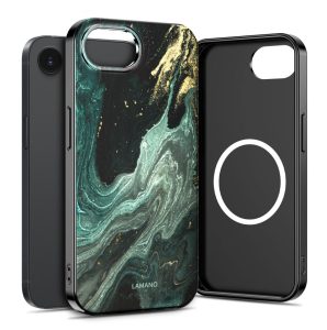Θήκη Tech-Protect Lamano MagSafe με σχέδιο πράσινου μαρμάρου Verde Aura για το Apple iPhone 16e και 17e
