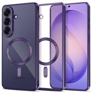 Βιολετί θήκη Tech-Protect MagFlex με διάφανη πλάτη και μαγνητικό δακτύλιο MagSafe για το Samsung Galaxy S26