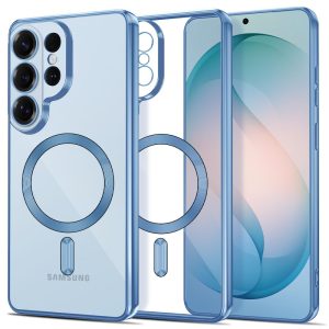 Διάφανη θήκη Tech-Protect MagFlex MagSafe με γαλάζιο πλαίσιο Sky Blue για το Samsung Galaxy S26 Ultra