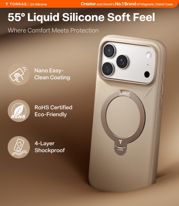 Torras Ostand Q3 Silicone dessert gold - iPhone 17 Pro