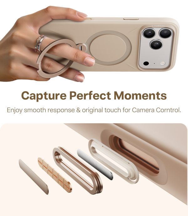 Torras Ostand Q3 Silicone dessert gold - iPhone 17 Pro