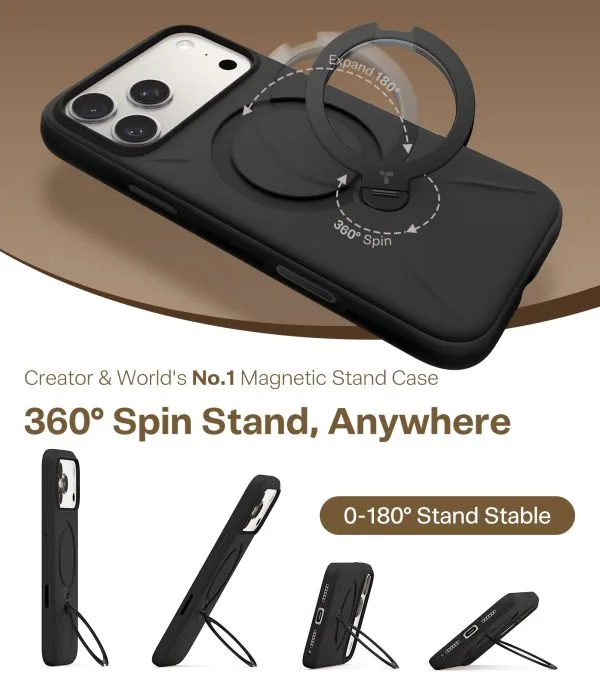 Torras Ostand Q3 Silicone obsidian black - iPhone 17 Pro