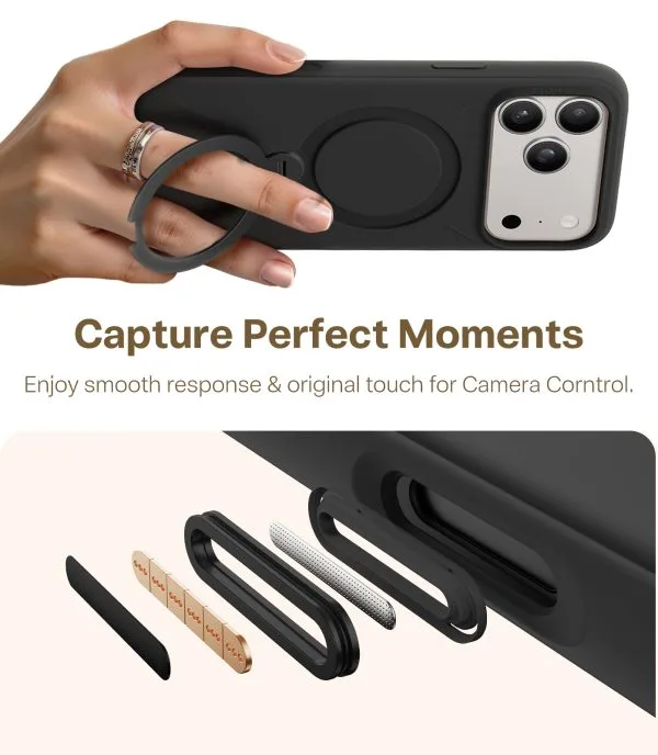 Torras Ostand Q3 Silicone obsidian black - iPhone 17 Pro