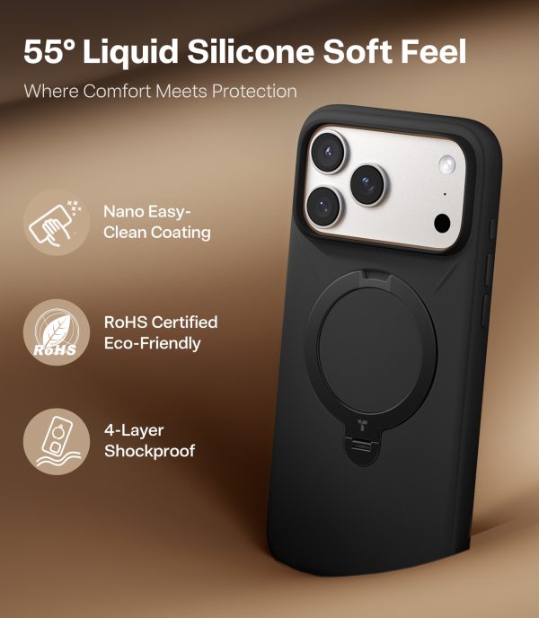 Torras Ostand Q3 Silicone obsidian black - iPhone 17 Pro Max