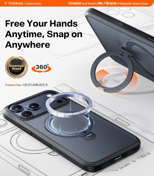 Torras Ostand Q3 Spin black - iPhone 17 Pro