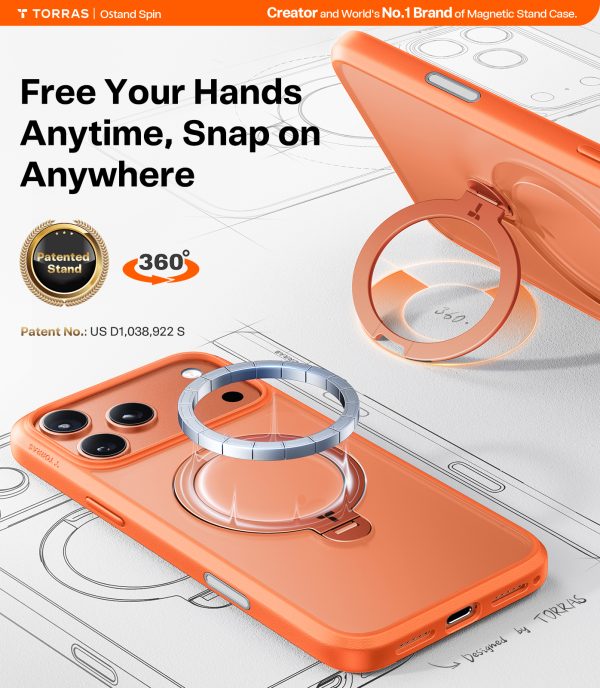 Torras Ostand Q3 Spin energy orange - iPhone 17 Pro