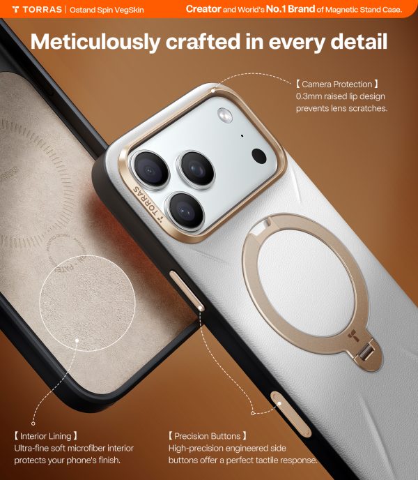 Torras Ostand Q3 Vegskin pearl gray - iPhone 17 Pro