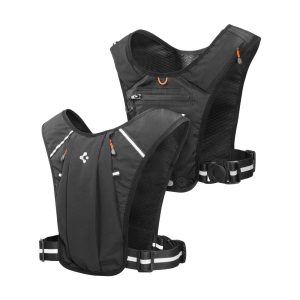 Μαύρο ελαφρύ γιλέκο τρεξίματος Spigen A720 Dynamic Shield με θήκη smartphone και ανακλαστικές λωρίδες