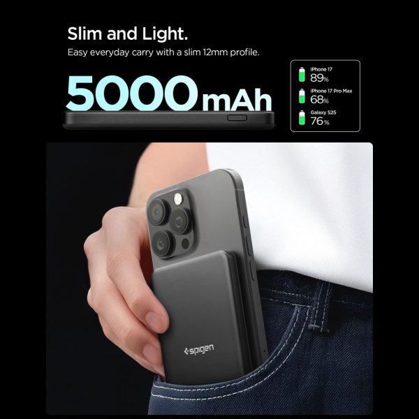 Spigen Essential MagSafe Power Bank 5000mAh 22.5W Qi2 Black (ABA11104) - Image 4