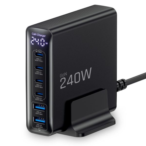 Επιτραπέζιος Φορτιστής Tech-Protect DC240W-GaN 6-Port PD 240W / QC3.0 - Black - Image 2
