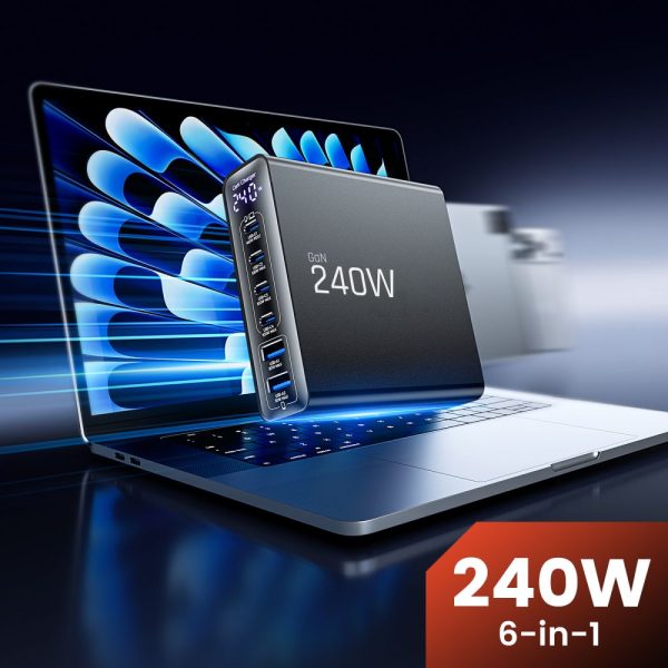 Επιτραπέζιος Φορτιστής Tech-Protect DC240W-GaN 6-Port PD 240W / QC3.0 - Black - Image 4