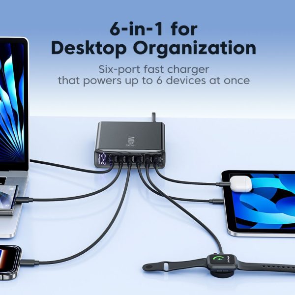 Επιτραπέζιος Φορτιστής Tech-Protect DC240W-GaN 6-Port PD 240W / QC3.0 - Black - Image 8