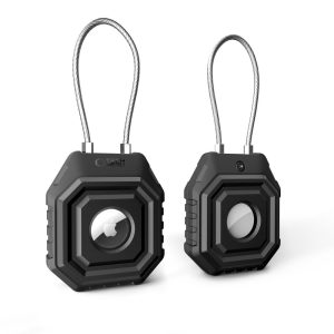 TΜαύρη αντικλεπτική θήκη Tech-Protect Kevlar Seal με ατσάλινο καλώδιο και κατσαβίδι για Apple AirTag